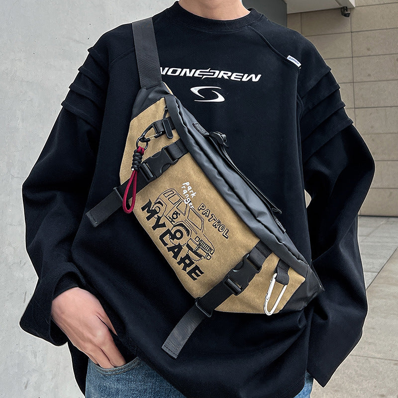 Men's Crossbody Bag, Instagram Trendy Cargo Bag, Sports Cycling Waist Bag, Men's Canvas Shoulder Bag, Student Shoulder Bag