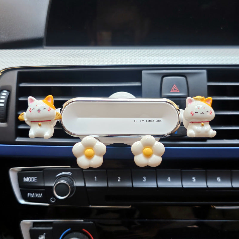 Car mobile phone holder navigation 2023 new cute car interior export decoration Daquan car fixed support free shipping