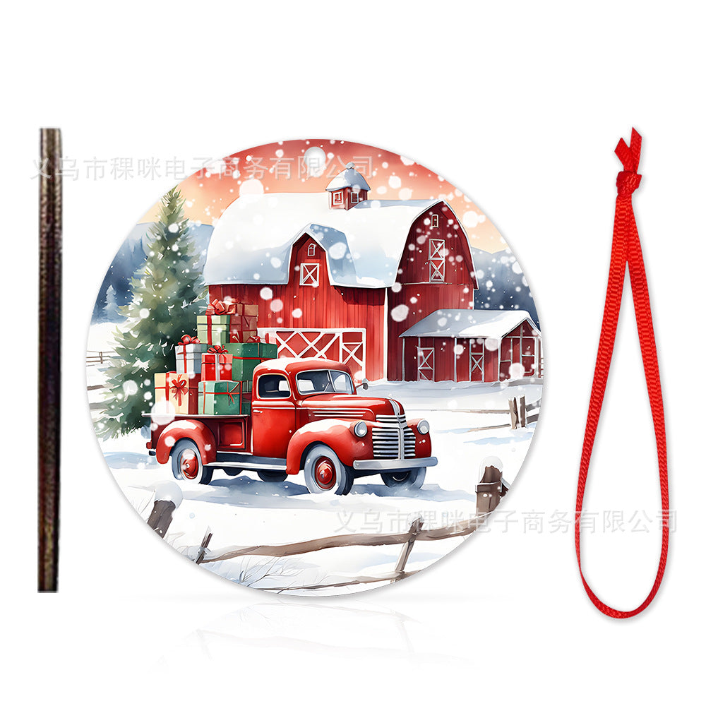 Cross border wooden pendant Christmas decoration Christmas tree hanging holiday craft wooden pendant cartoon gift