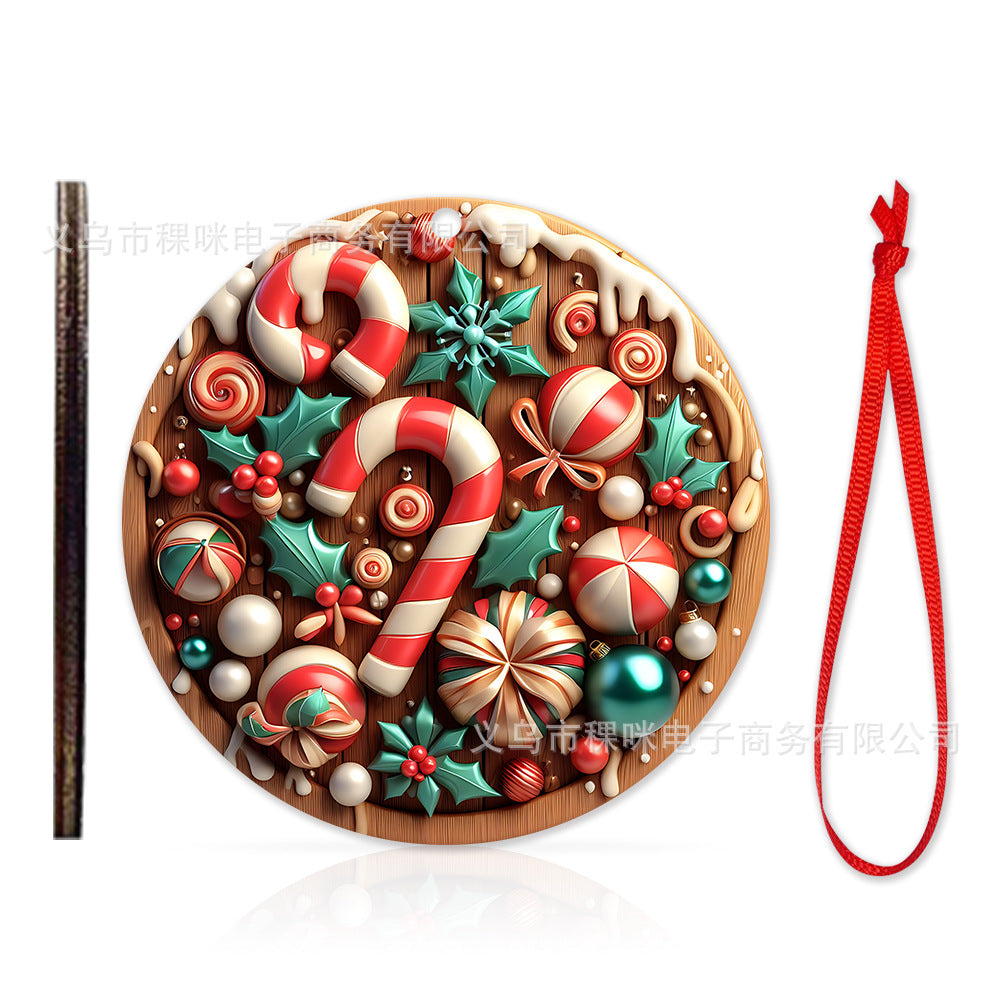 Cross border wooden pendant Christmas decoration Christmas tree hanging holiday craft wooden pendant cartoon gift