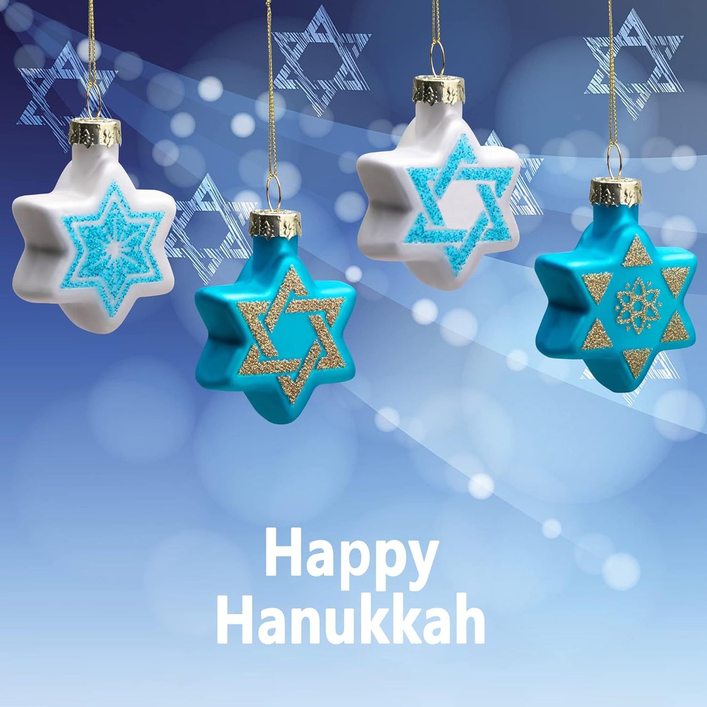 Cross-border Hanukkah five-pointed star ornament Christmas tree decoration pendant Christmas ball decoration ball ornament printing