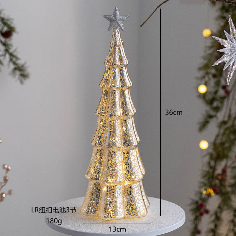 glass christmas tree table top glow ins ornament decorate festive atmosphere party window christmas gifts