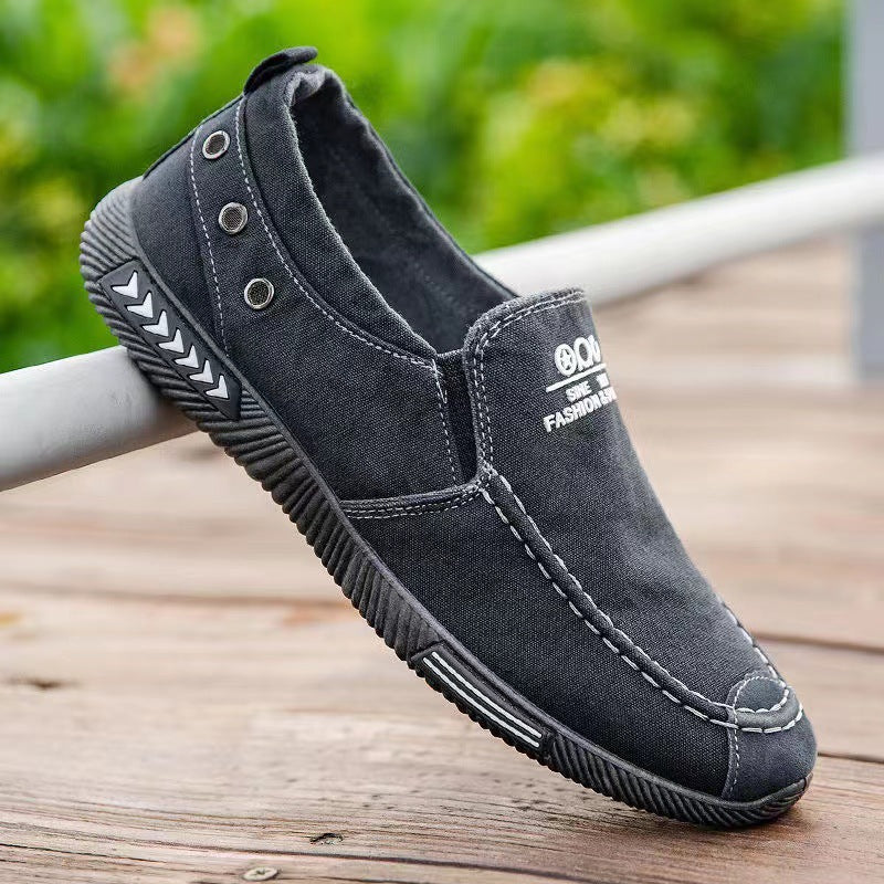 Old Beijing cloth shoes men's spring new casual canvas shoes low-top breathable slip-on shoes soft-soled work shoes