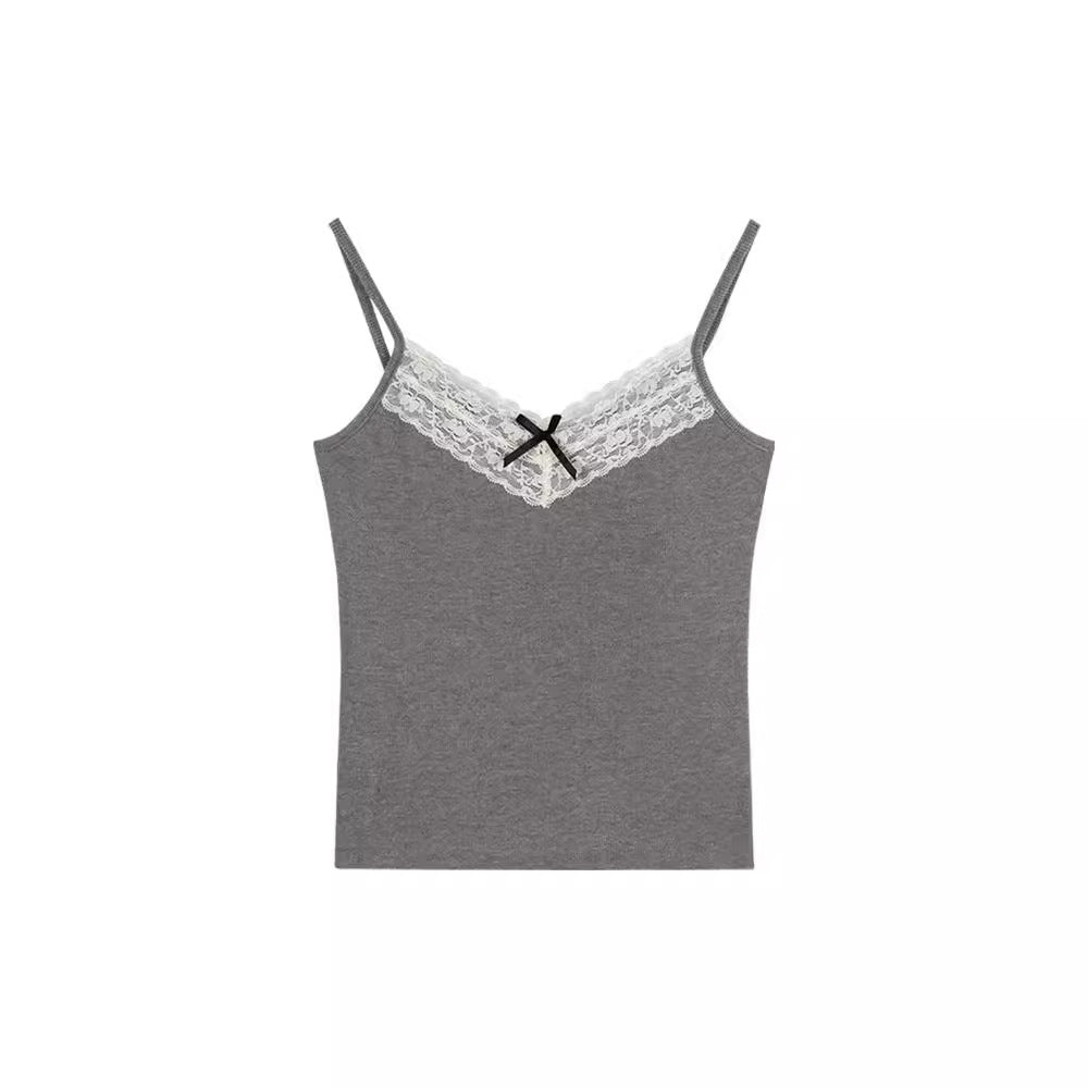 Lace camisole, women's 2024 spring and autumn new style with chest pad, one-piece pure desire, slim body, thin inside, and wear a top outside