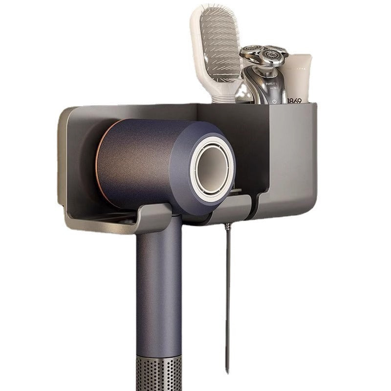 Hair dryer rack free punching bathroom hair dryer hanger bathroom wall-mounted hair dryer bracket storage artifact