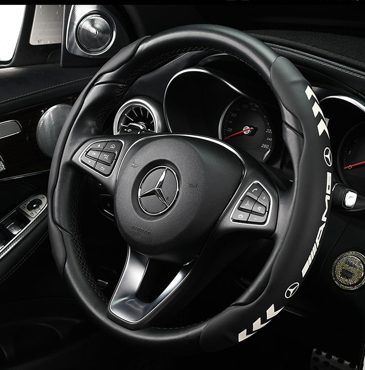 New glow-in-the-dark car steering wheel cover nappa pattern leather cassette four-season anti-skid card sleeve car interior supplies