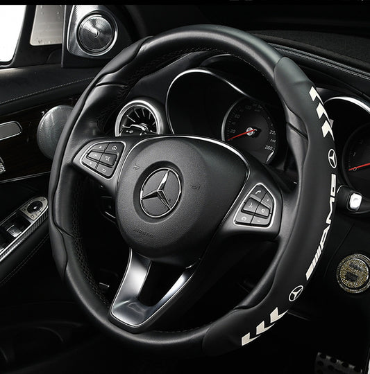New glow-in-the-dark car steering wheel cover nappa pattern leather cassette four-season anti-skid card sleeve car interior supplies