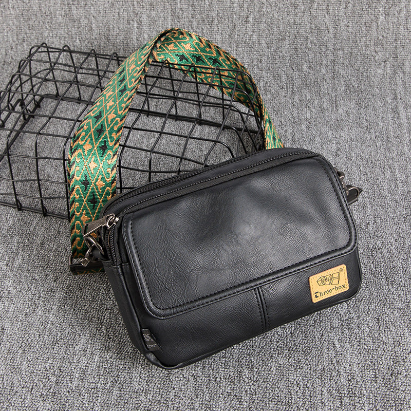 threebox youth crossbody bag personality men's leather small shoulder bag casual vintage shoulder bag fashion messenger bag