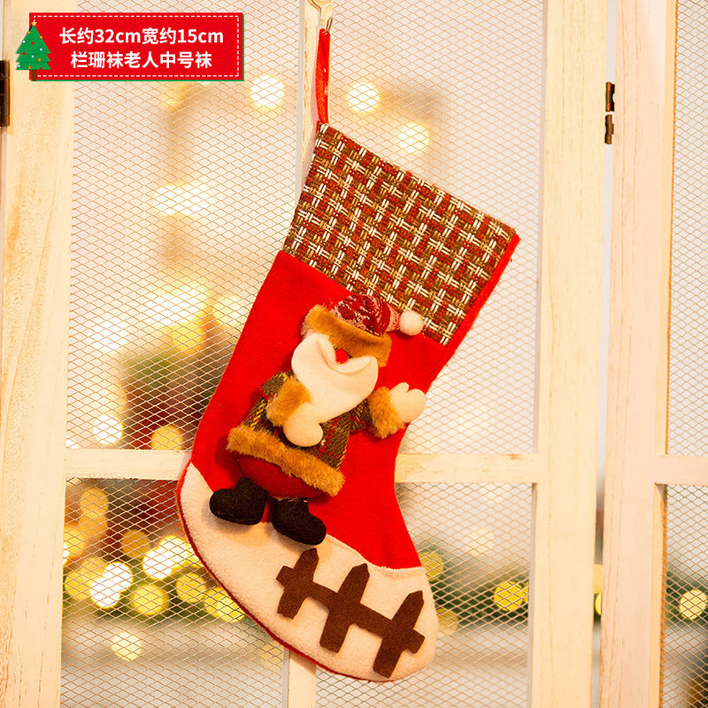 New Christmas decoration Christmas Eve Christmas stocking pendant gift Santa Claus kids Christmas gift bag wholesale
