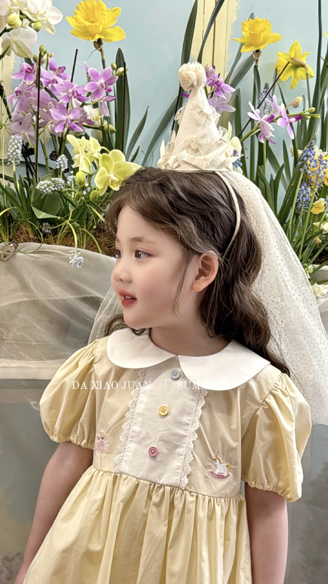 [size volume] children's summer new doll collar embroidery girls' dress -52327
