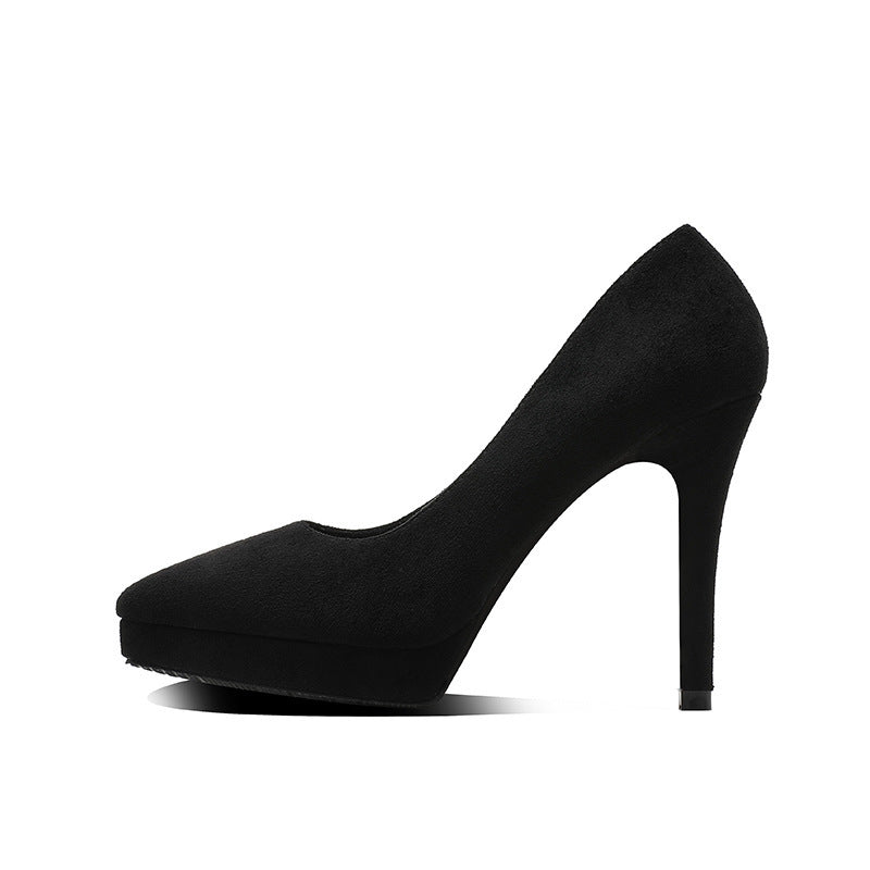 608-2 High Heels Women's Platform Thin Heel Pointed Toe Small Suede Women's Shoes Nightclub Sexy Shoes