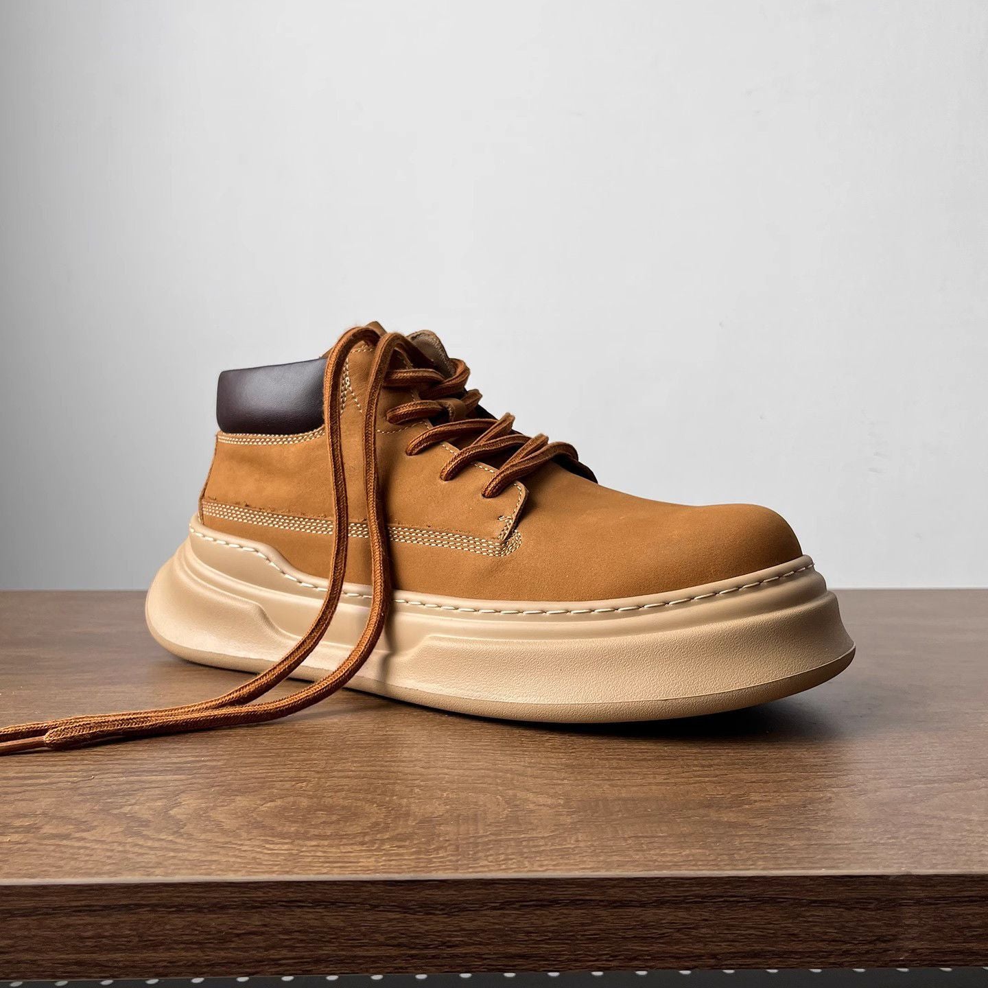 Board shoes men's design niche high-top men's shoes small soft leather fashion casual shoes thick-soled lightweight Japanese Martin boots