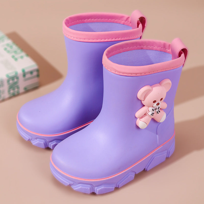 2024 Spring New Four Seasons Cartoon Children's Rain Boots Rain Boots Robot Thick-soled Anti-slip Water Shoes Boys and Girls Kindergarten