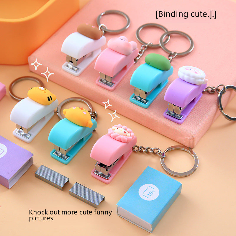 ins cute cartoon mini small stapler student office mini mini stapler with keychain