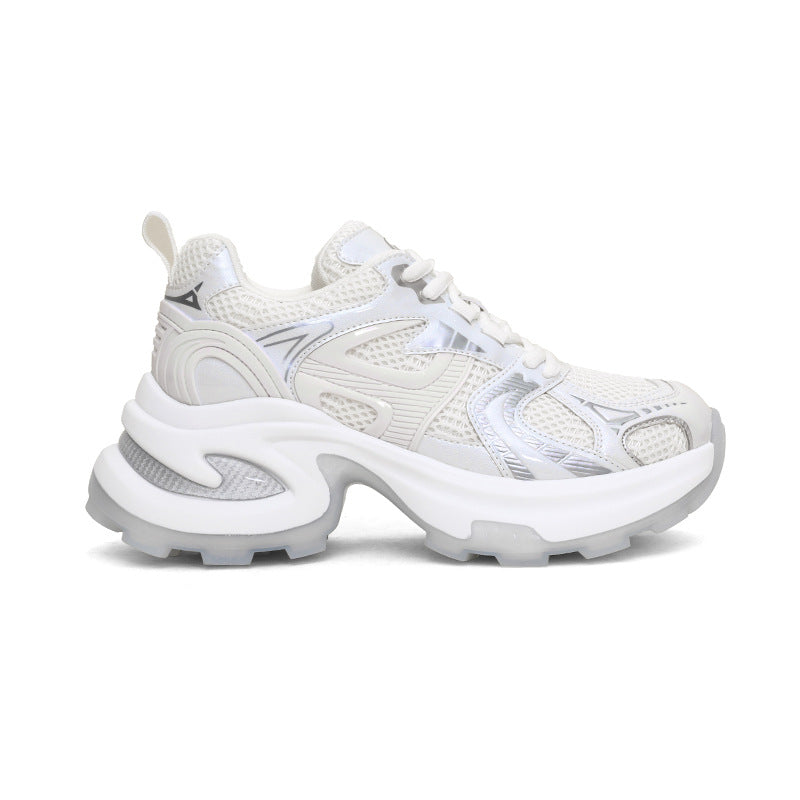 7.5cm height increase~ Zhi Ke thick sole to increase the height of Daddy Shoes Women's 2025 spring new mesh breathable casual shoes