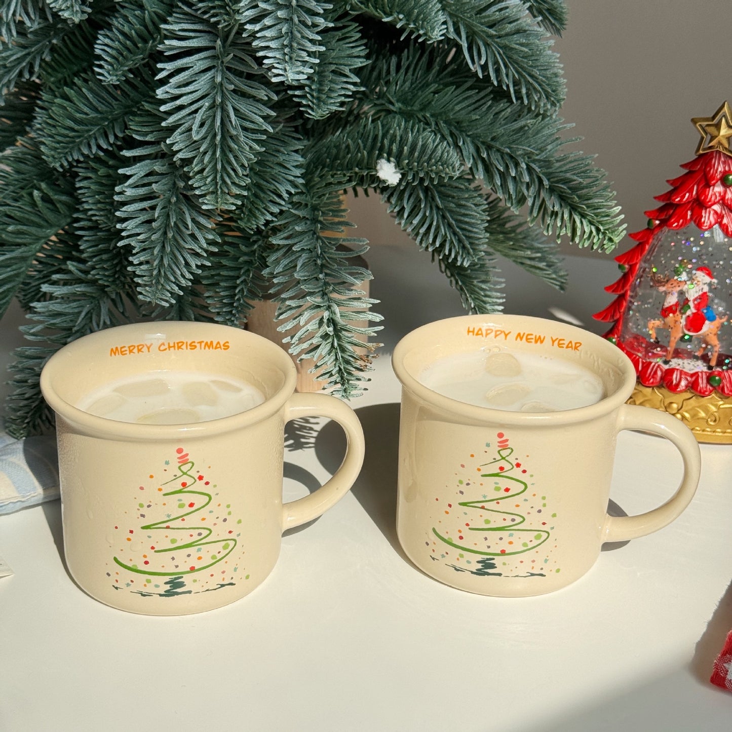 2024 New Christmas Mug Cute Coffee Mug Christmas Tree Ceramic Water Cup Christmas Gift Mug Couple Mug