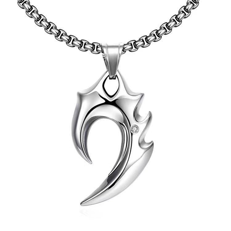 Wolf tooth stainless steel men's necklace trendy accessories high-end design niche pendant ins high street trendy brand versatile hip-hop