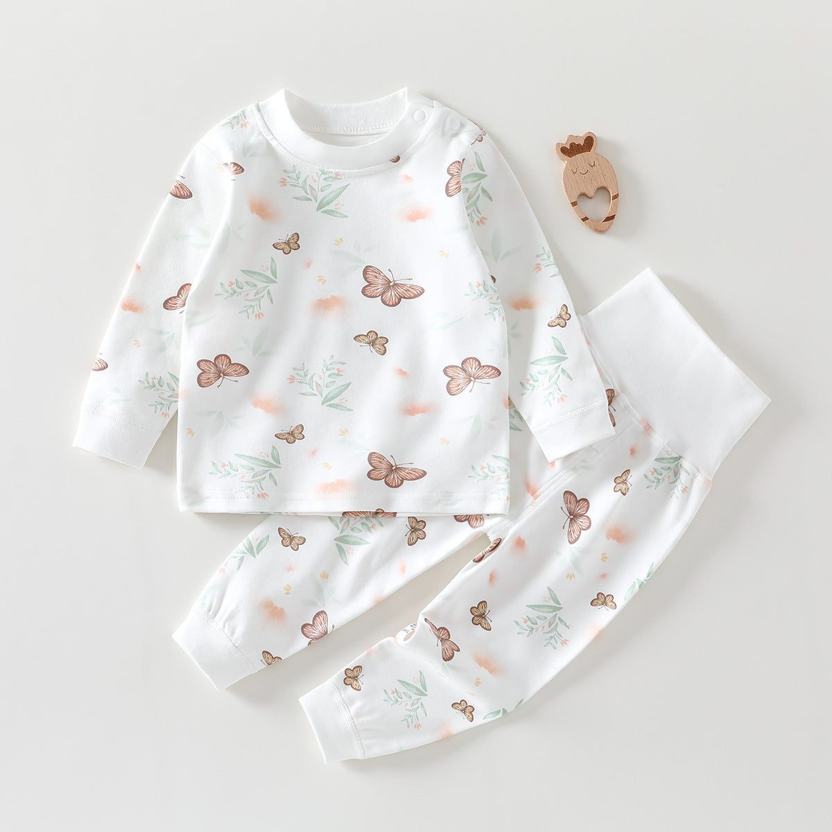 Spring and autumn high-waisted belly protection newborn autumn clothes set children's autumn pants baby thermal underwear baby leggings pajamas