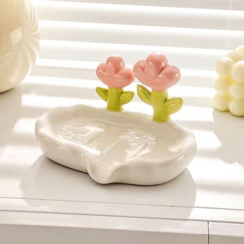 [Free shipping] flowers, light luxury, Internet celebrity soap boxes, plastic drainable washbasins, high-grade shelves, soap boxes