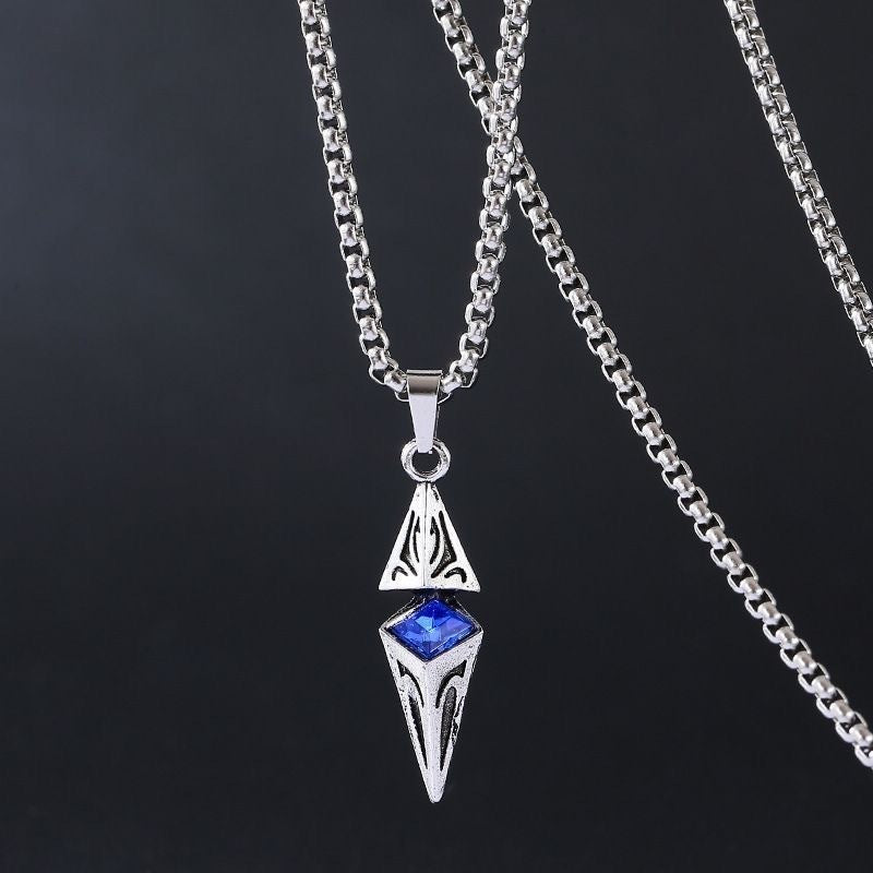 Starlight diamond zircon lucky stone necklace men's trendy handsome ins wishing stone pendant trend cold and simple men