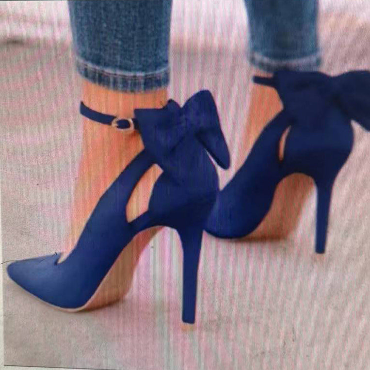 New sweet bow pointed toe shallow single shoes stiletto heels wish foreign trade shoes 40-43 size sized