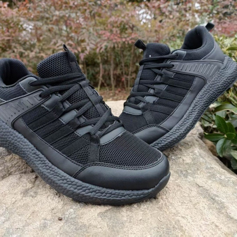 Outdoor anti-slip ultra-light executive shoes, cloth shoes, men's black mesh running shoes, low-top rubber shoes, sports physical training shoes