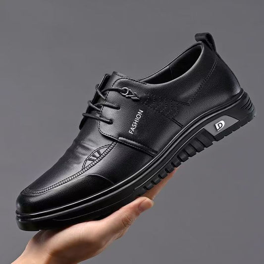 Men's shoes: new 2025 soft soles, comfortable and breathable, business men's summer casual leather shoes, trendy and versatile lace-up leather shoes
