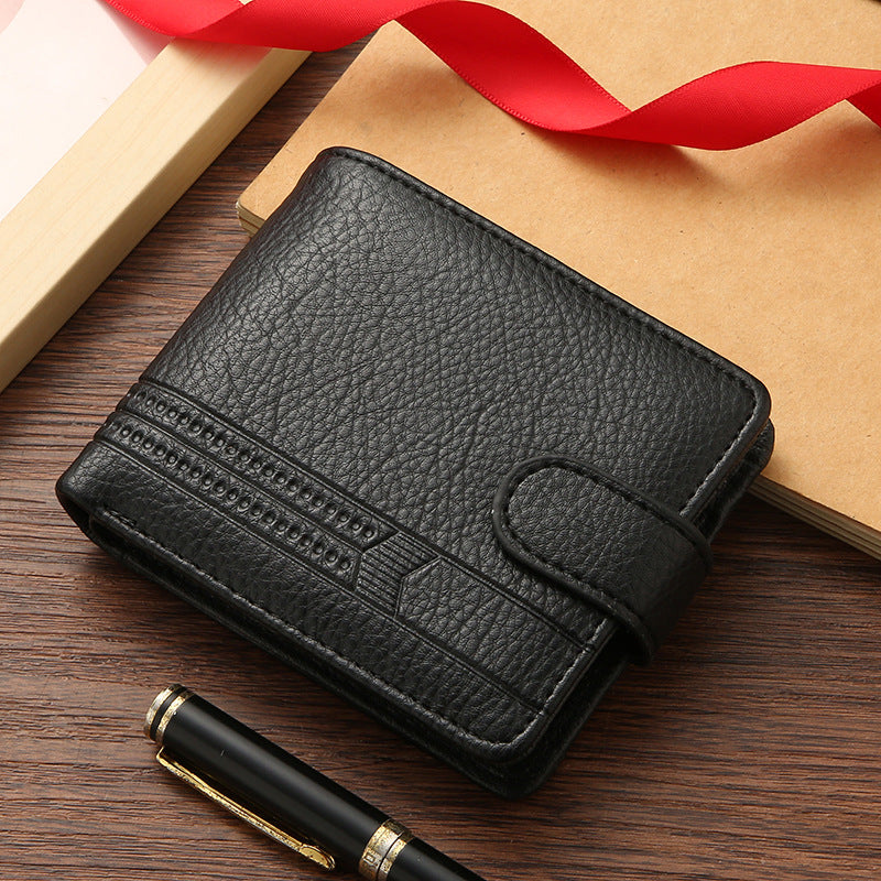 Manufacturers wholesale men's wallets PU leather short foreign trade cross-border zipper buckle wallet new wallet coin purse