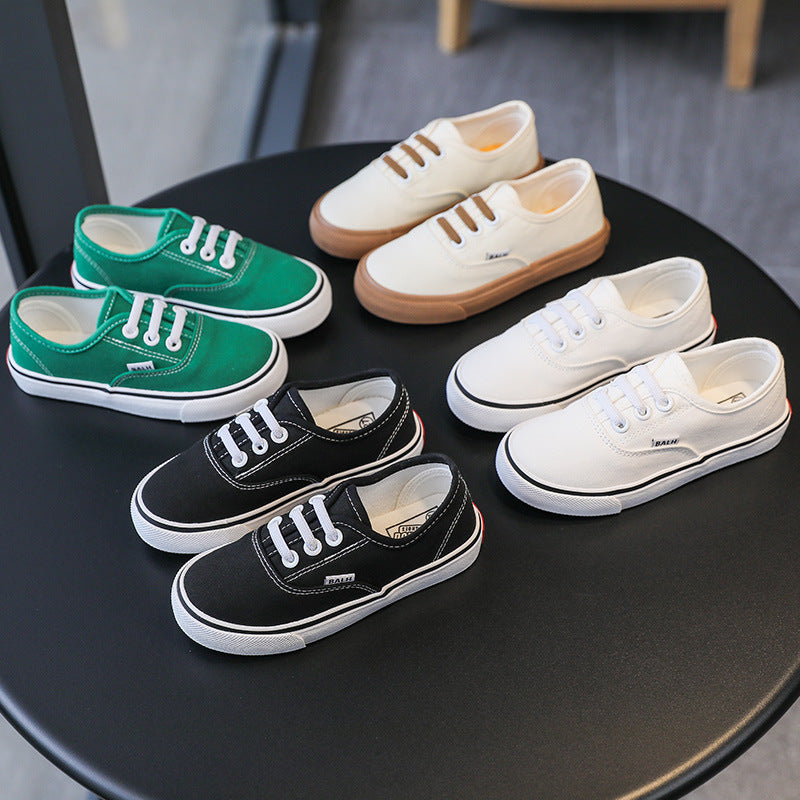 One foot of children's little white shoes, 2025 spring and autumn kindergarten indoor performance shoes, elastic boys, boys and girls cloth shoes