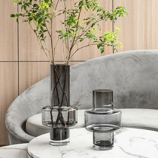Modern Nordic minimalist soot transparent glass vase ornaments home model house decorations lily hydroponics