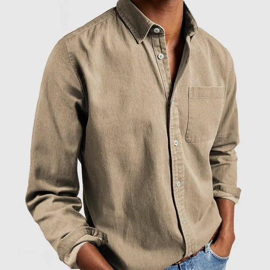 2024 cross-border foreign trade e-commerce, new Amazon independent station men's shirt, new long-sleeved lapel men's shirt