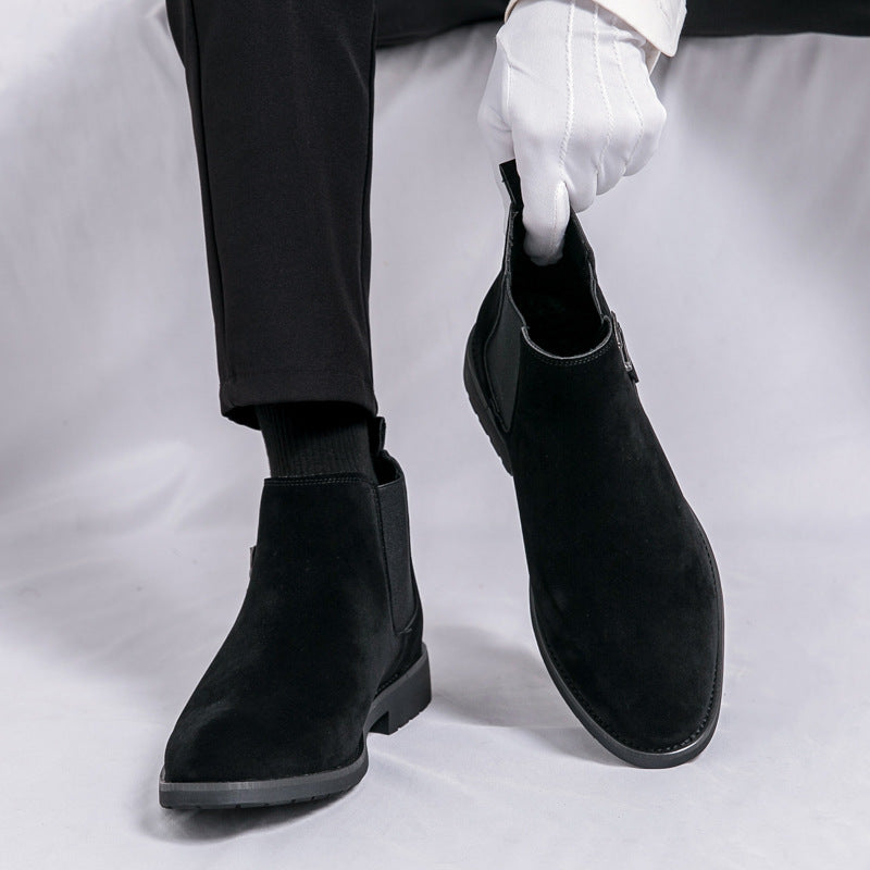 Chelsea boots men's autumn winter suede boots fashion vintage high-top platform boots new english style leather shoes