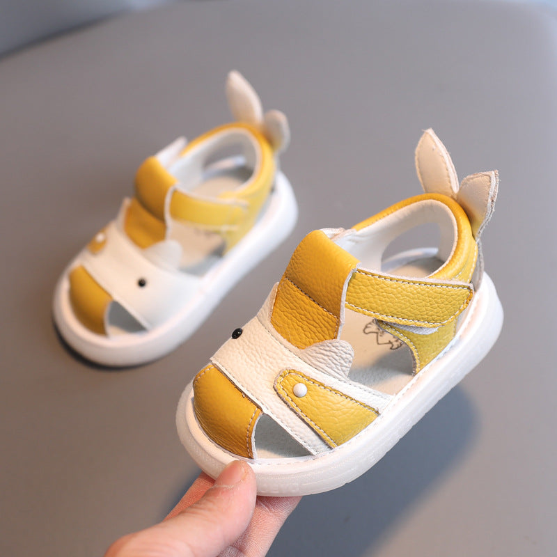 Genuine leather cowhide baby sandals for men 0-1-3 years old baby non-slip women's shoes for summer new soft-soled toddler shoes to prevent dropping