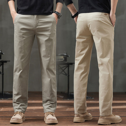 Men's Cotton Slacks Straight Business Loose Trend 2025 Summer New High-end Breathable Versatile Pants Men