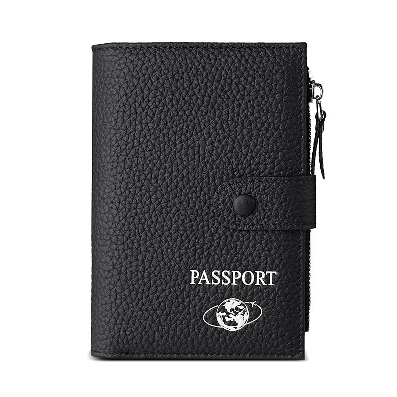 Cross border leather passport bag silk print passport wallet cover buckle men's RFID card case multifunctional air ticket holder