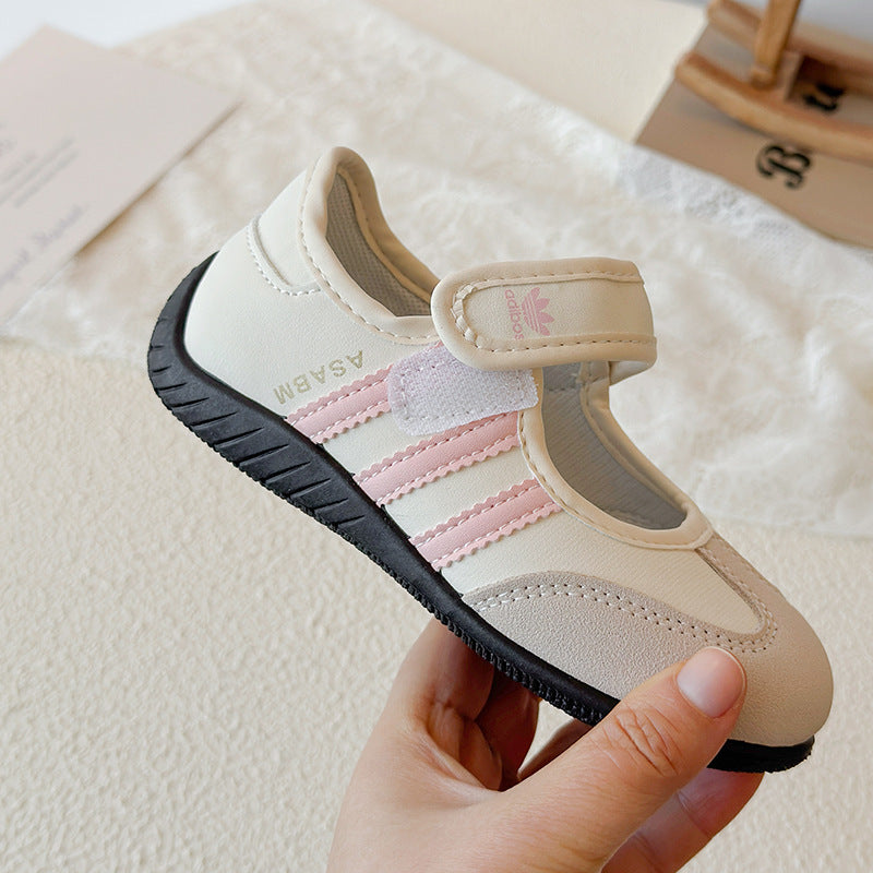 Children's fashion casual sneakers 2026 spring girls' casual Velcro medium and large children's non-slip and wear-resistant shoes
