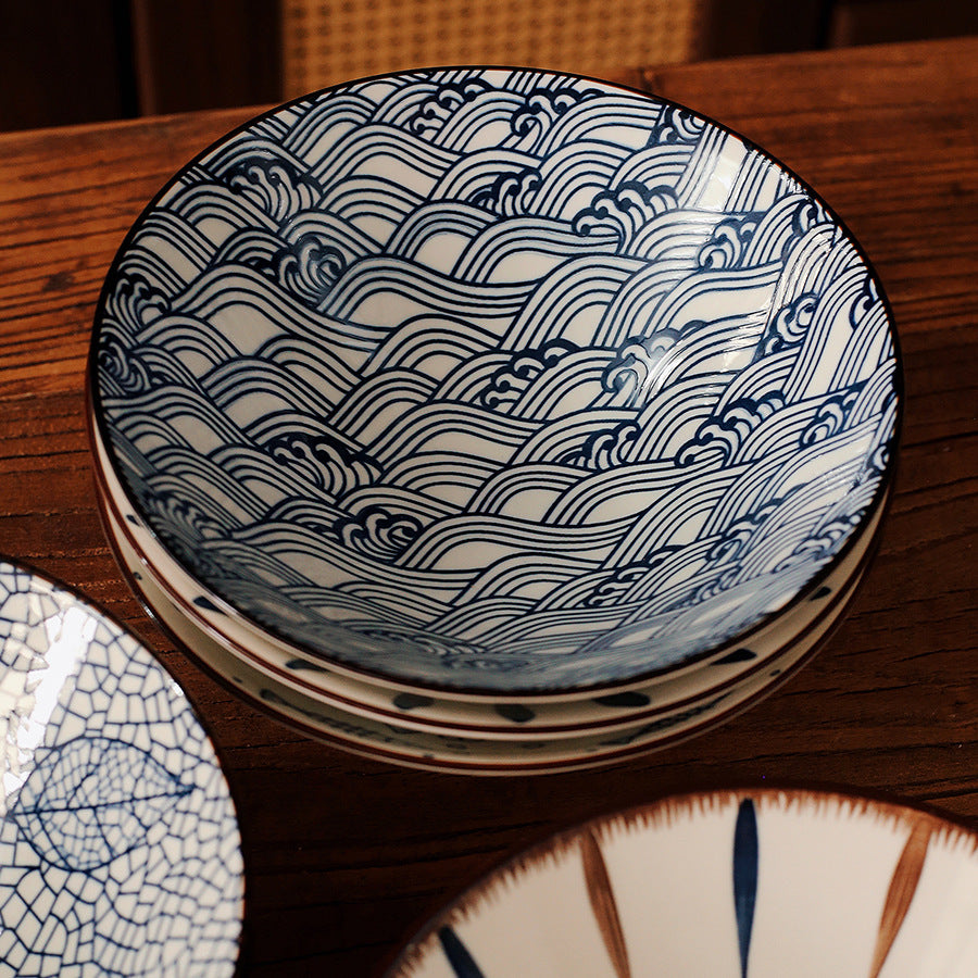 Japanese Style Ceramic Ramen Bowl Home 8 Inch Large Bowl Bell Bowl Fruit Bucket Bowl Ramen Bowl Instant Noodle Bowl Shop