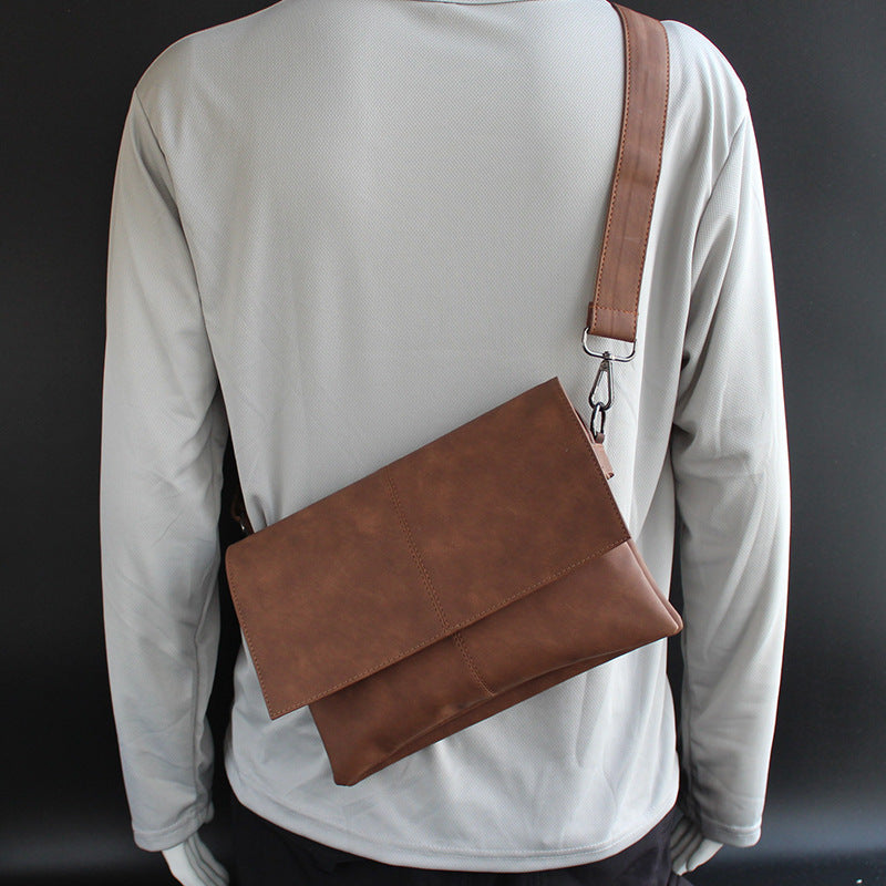 Soft leather crossbody bag men's large capacity trendy shoulder bag multi-compartment real men's bag new casual trendy men's and women's bag brand