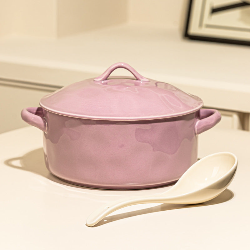 Binaural soup bowl household big bowl with lid high-quality deep noodle bowl soup pot large ceramic drink soup soup 2023 new