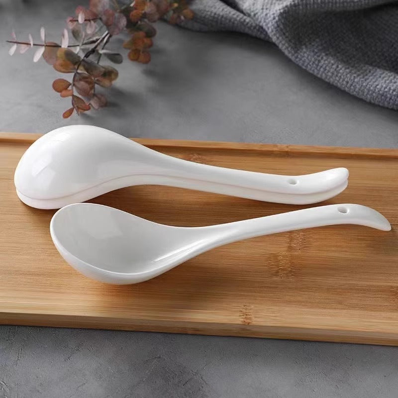 Ceramic king-size soup spoon, soup spoon, household bone china spoon, hotel white porridge spoon, porridge spoon, large spoon, long handle
