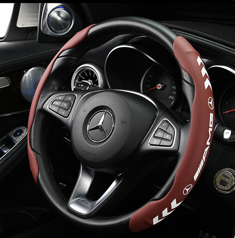 New glow-in-the-dark car steering wheel cover nappa pattern leather cassette four-season anti-skid card sleeve car interior supplies