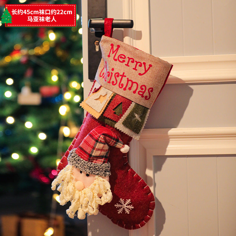 New Christmas decoration Christmas Eve Christmas stocking pendant gift Santa Claus kids Christmas gift bag wholesale