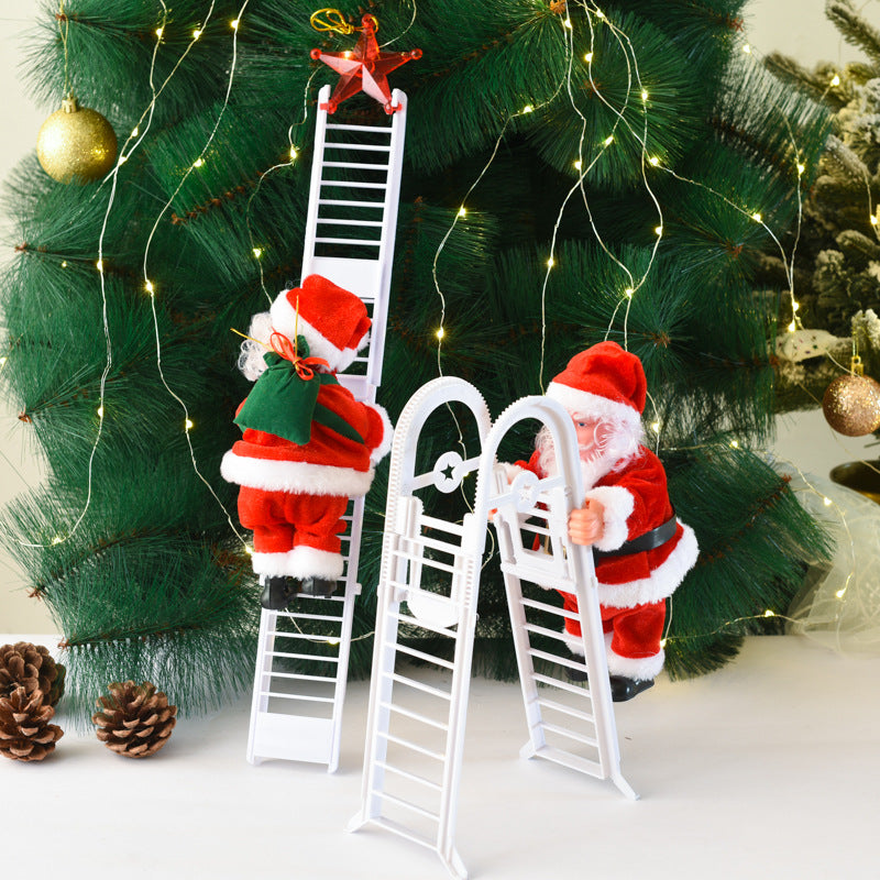 Cross-border Christmas decoration electric climbing ladder Santa Claus climbing beads Santa Claus children's gift shopping mall decoration