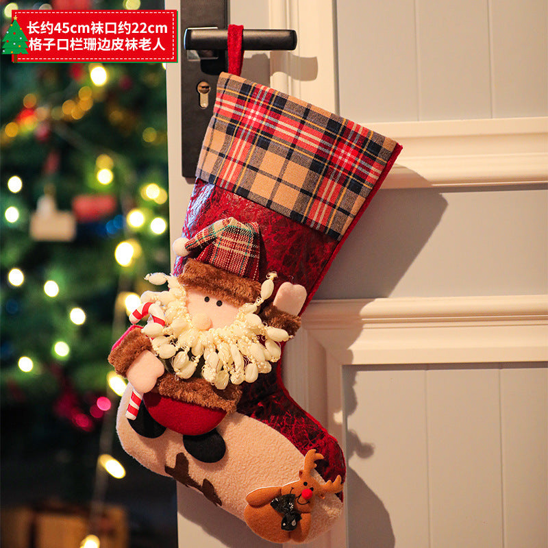 New Christmas decoration Christmas Eve Christmas stocking pendant gift Santa Claus kids Christmas gift bag wholesale