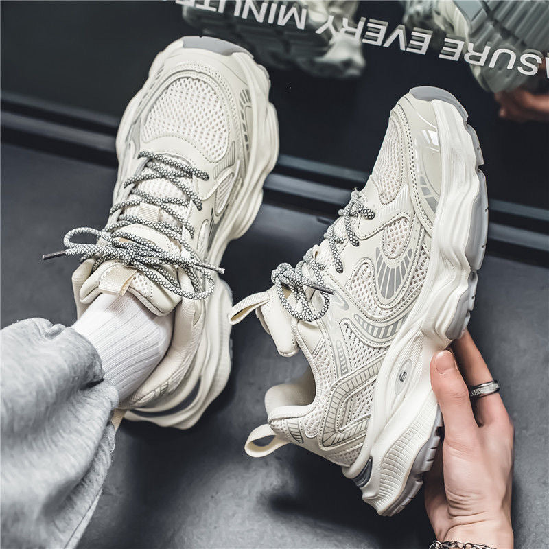 2025 Spring Men's Shoes New Breathable Mesh Shoes Men's Trend Versatile Platform Sneakers Casual Dad Shoes Men