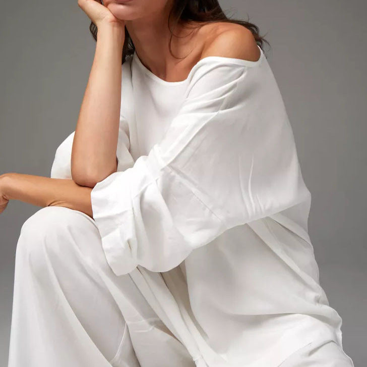 Комплект spot cross-border French minimalist style laid-back casual loose top trousers women's suit