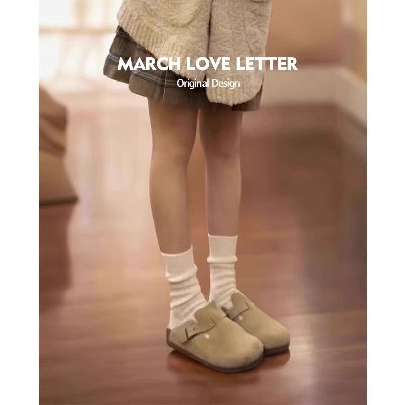 New Baotou flat slippers women's spring and autumn new retro fashion versatile Birkenstock shoes women's wear non-slip