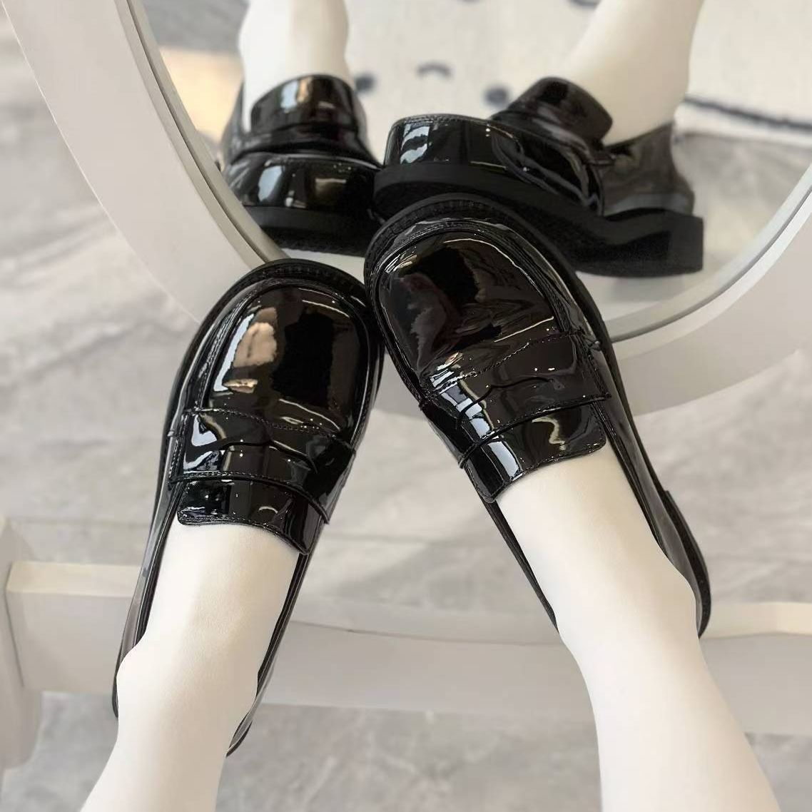 Kitten toast original Lolita basic jk uniform college shoes round toe shoes Japanese medium size women's single shoes uniform shoes