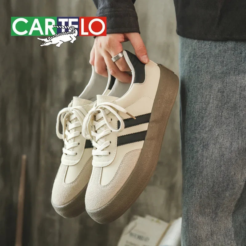 Unisex genuine leather German training shoes 2024 new hot couple retro German training small white shoes men's new canvas shoes