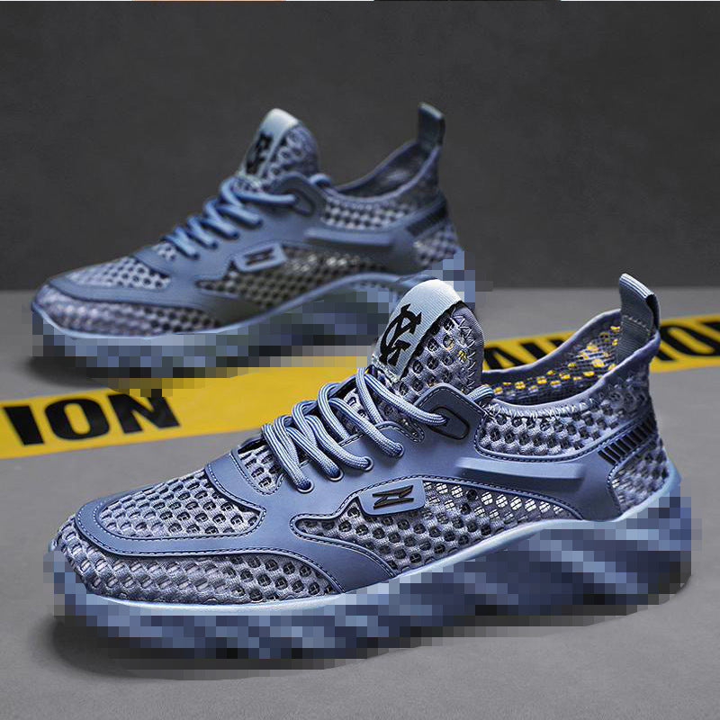 Beach shoes, summer mesh casual shoes, breathable cut-out sandals, versatile lightweight men's outdoor sports trendy shoes